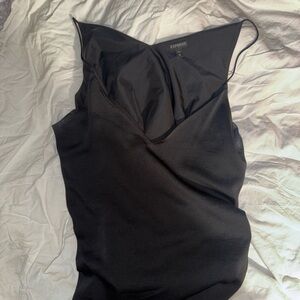 Express Satin Tank Top Black Blouse